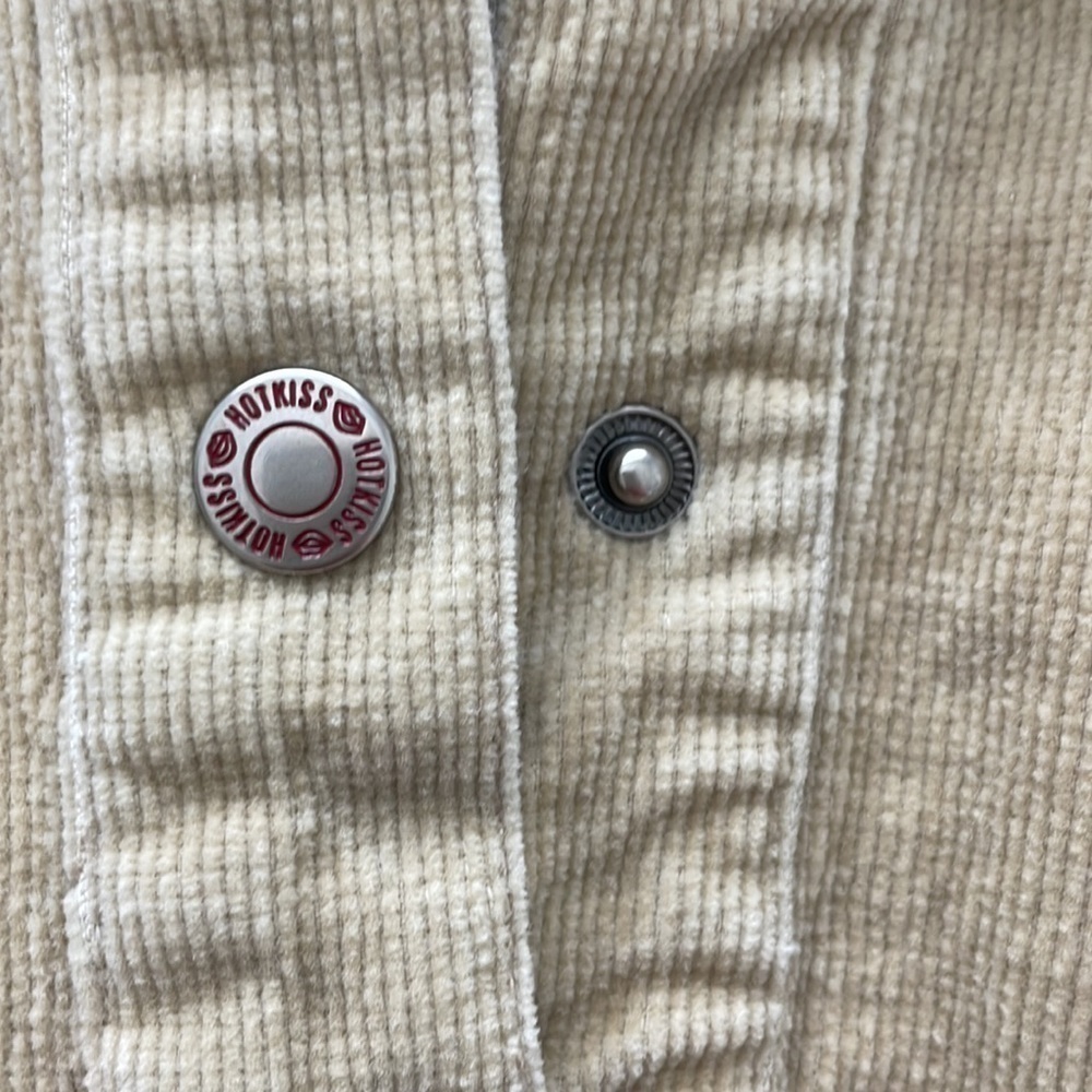 Hot Kiss Women’s Tan Jacket w/ Front Snap Buttons & Frayed Bottom Hem - Size L - Picture 6 of 9